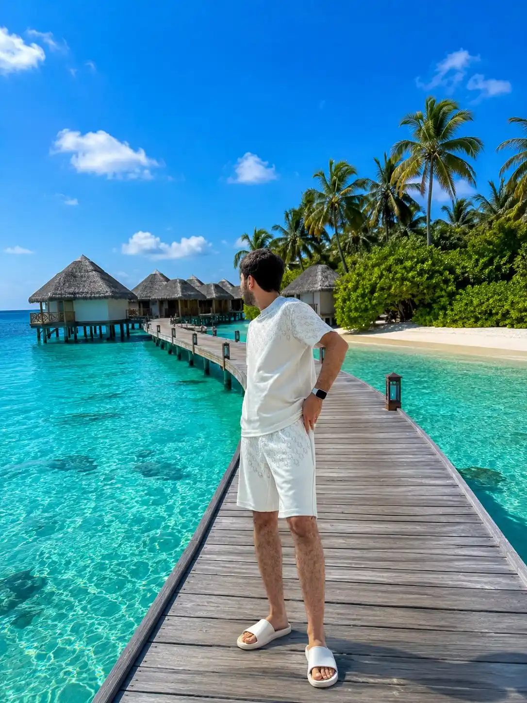 17 Resort‑Ready Men’s Outfits for Tropical Vacations 13 12. Monochromatic White Graphic Set