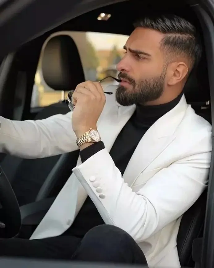 21 Classy Outfits for Men That Look Far More Expensive 13 Cream Blazer With A Black Turtleneck