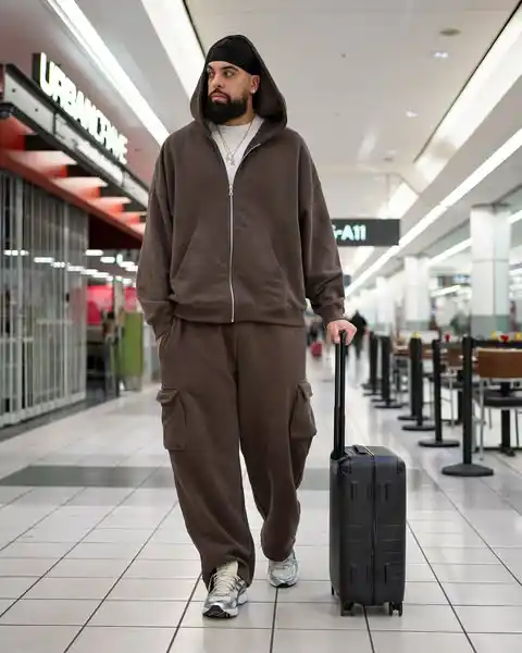 13 Airport Outfit Men Winter Combos for Cold Layovers 12 11. Heavyweight Tracksuit and Cargo Pants