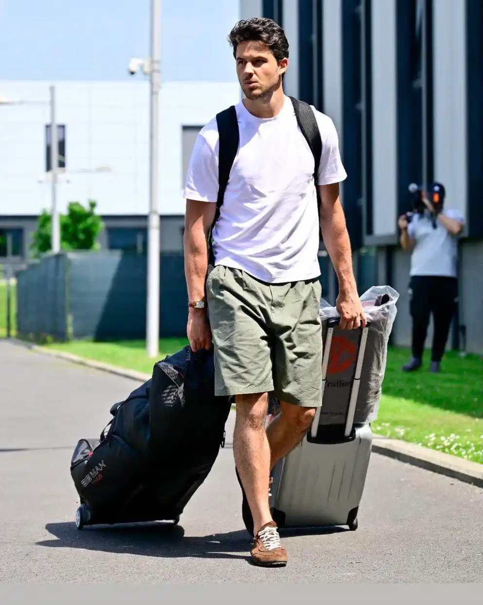 6. Classic White Tee and Olive Cargo Shorts