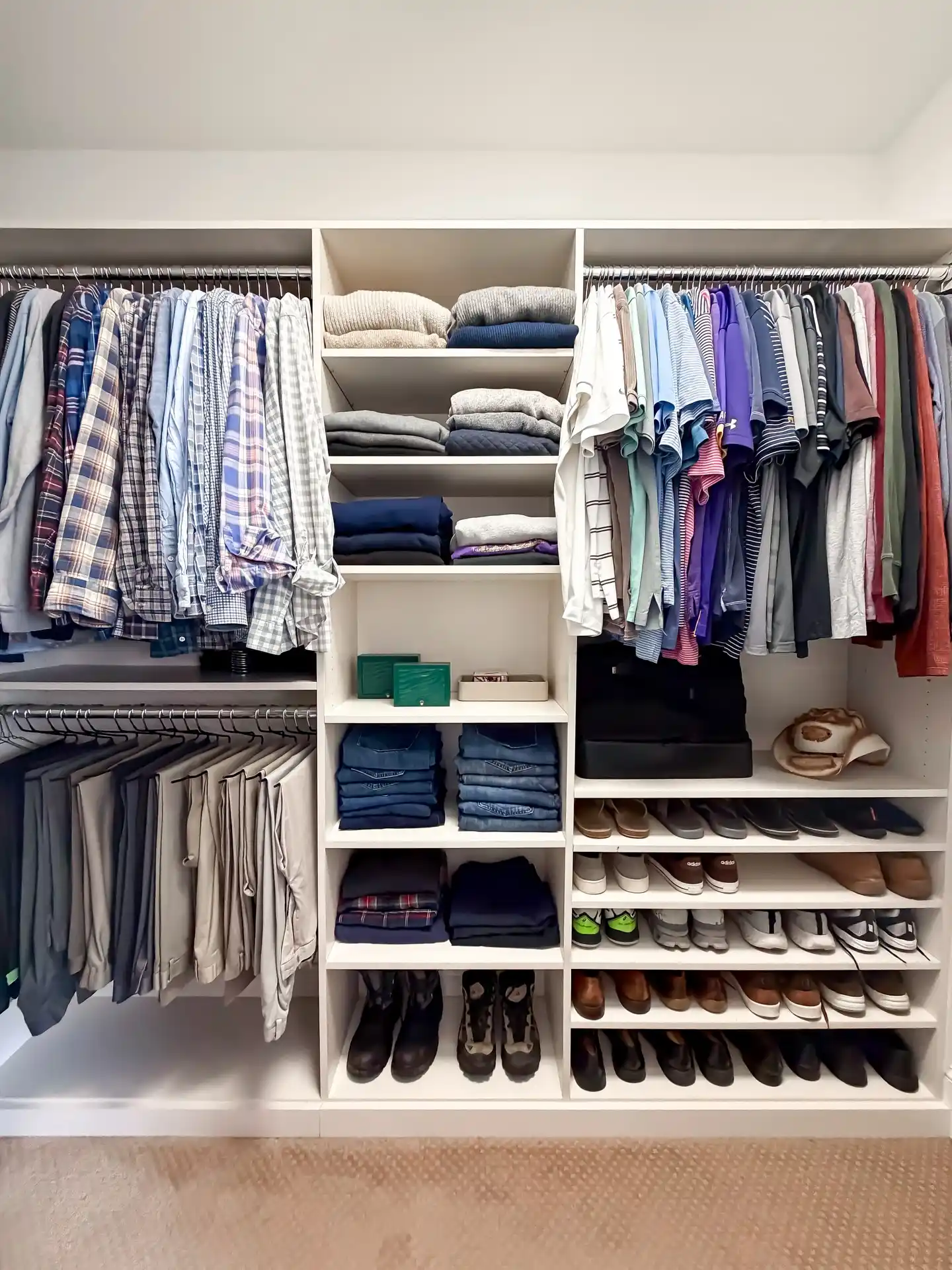 13 Minimalist Men’s Wardrobe Layouts for Small Closets 8 7. White Modular Reach-In System