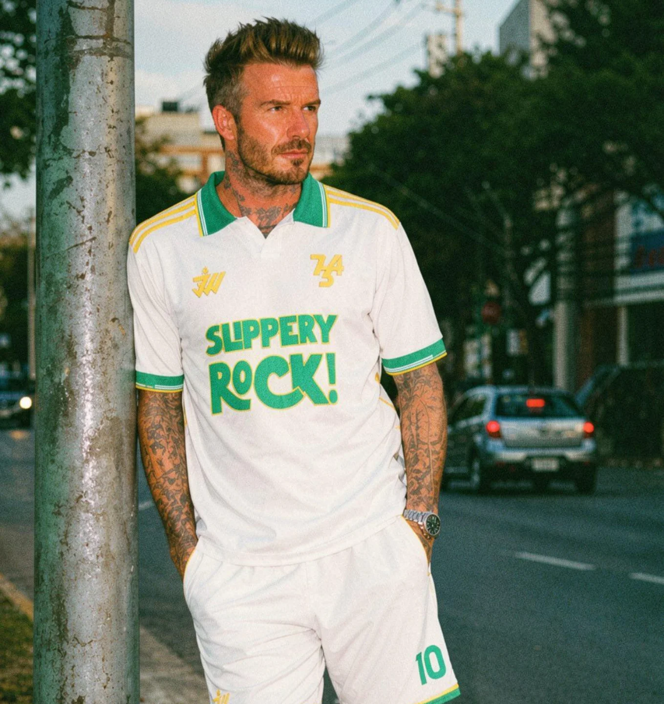1. White Soccer Jersey With Matching Shorts