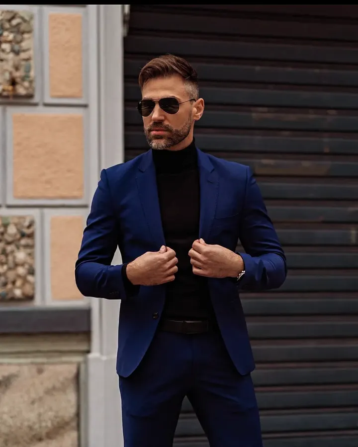 11. The Royal Blue Suit and Turtleneck