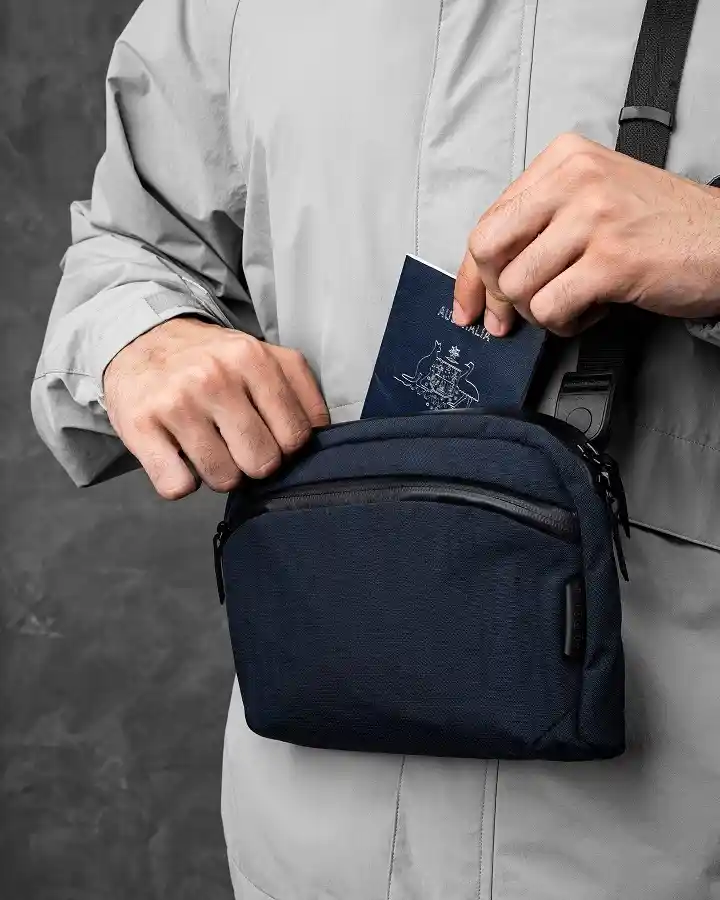 A Zip Top Sling for Passport and Phone Access