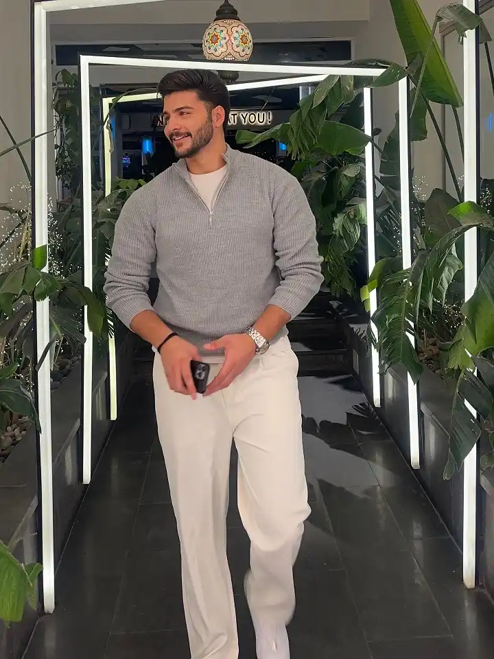 21 Classy Outfits for Men That Look Far More Expensive 6 Grey Quarter Zip Over White Trousers