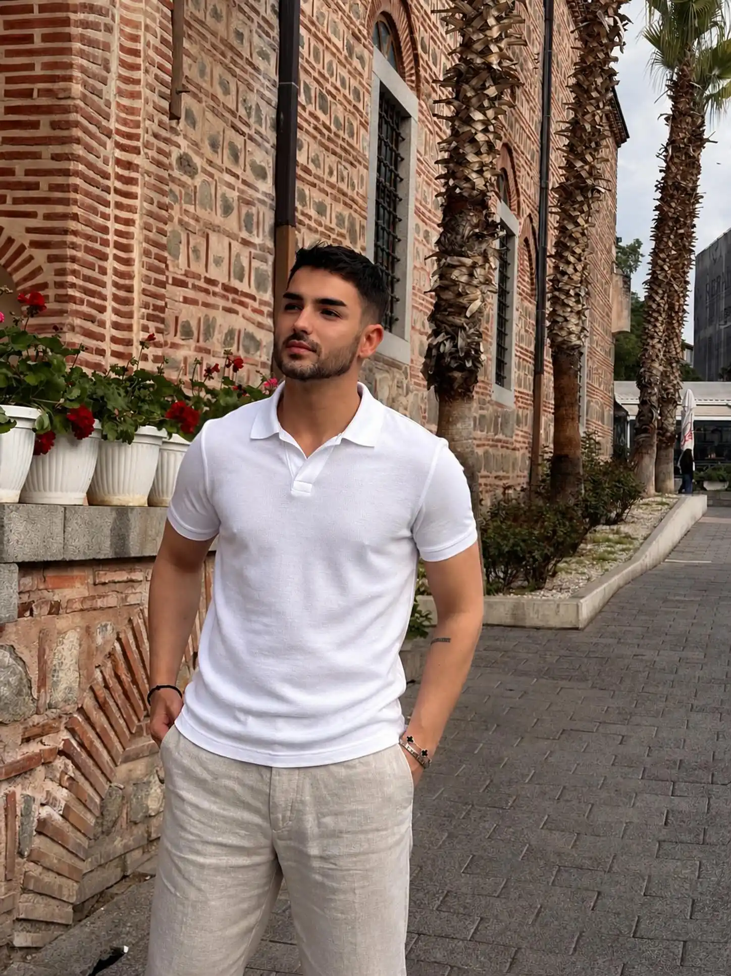 8. Classic Polo and Linen Trousers