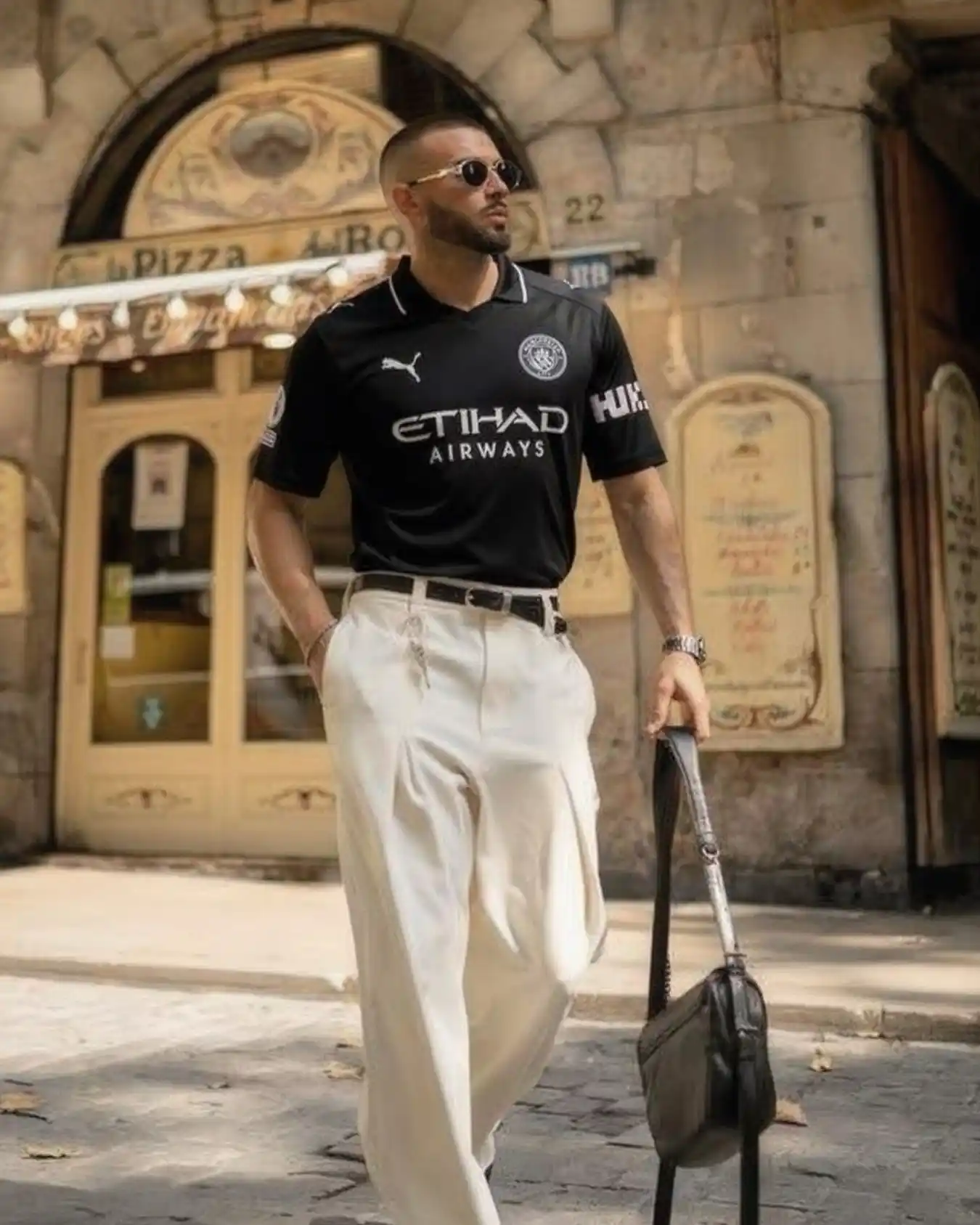 3. The Collared Black Jersey Look