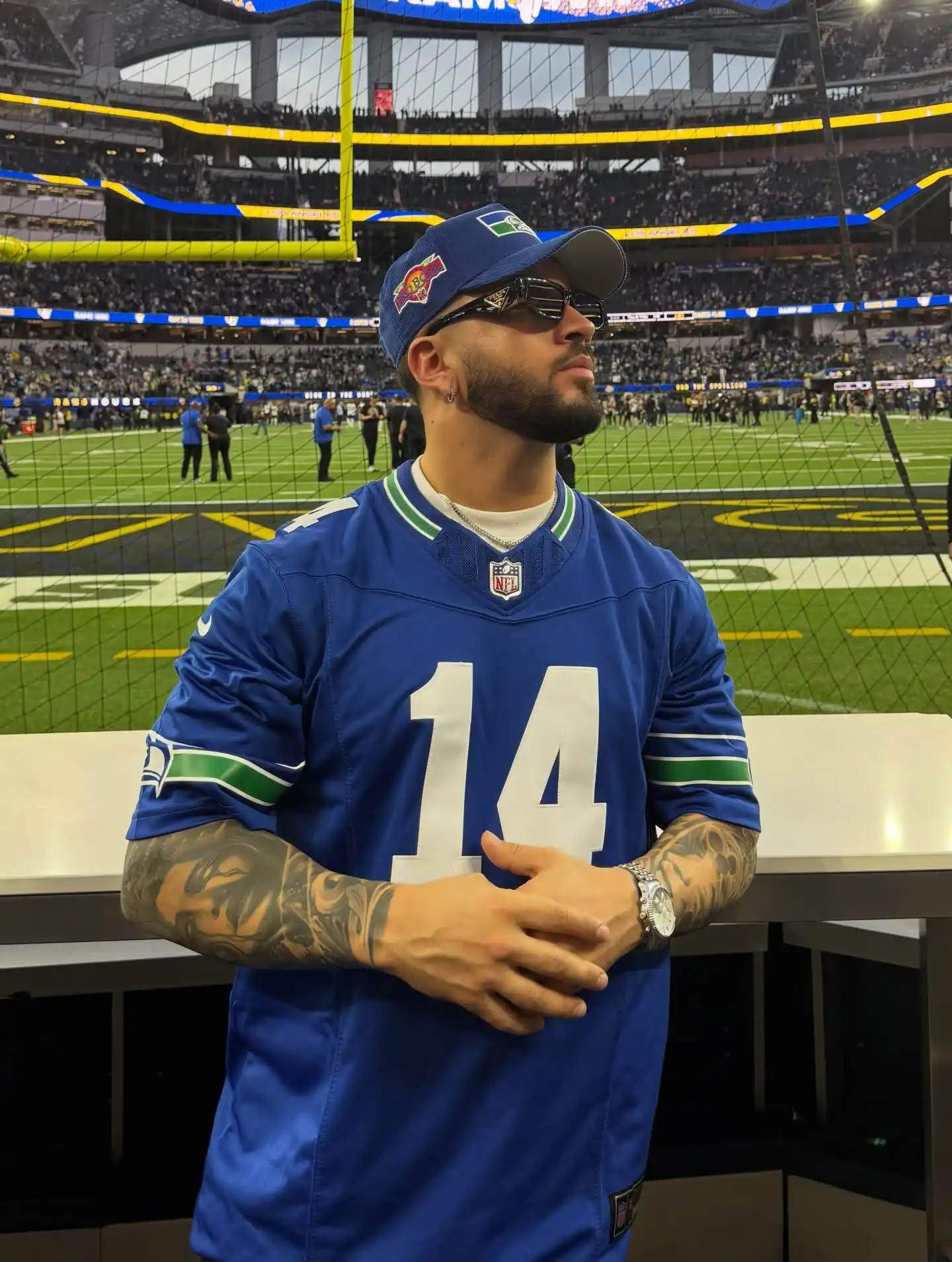 4. Royal Blue Jersey With White Undershirt, Chain, and Fitted Cap