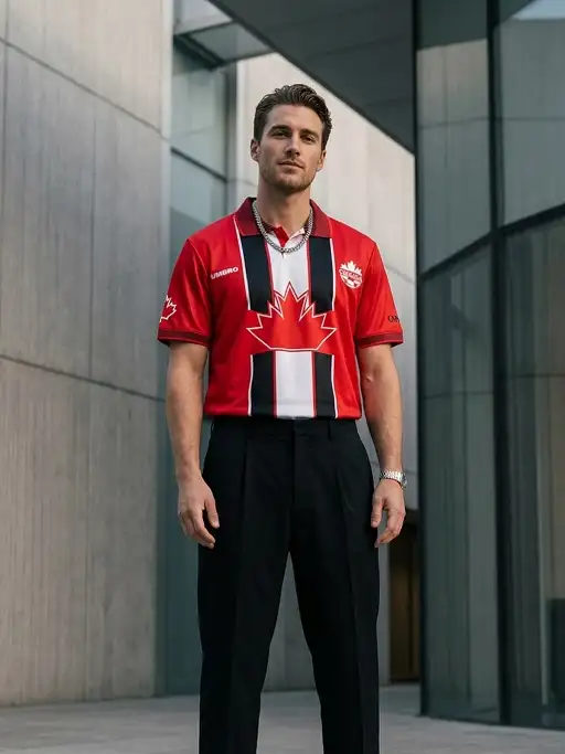 25 Soccer Jersey Outfit Men Business Casual Combos That Work 20 Red Canada Jersey with Tailored Trousers