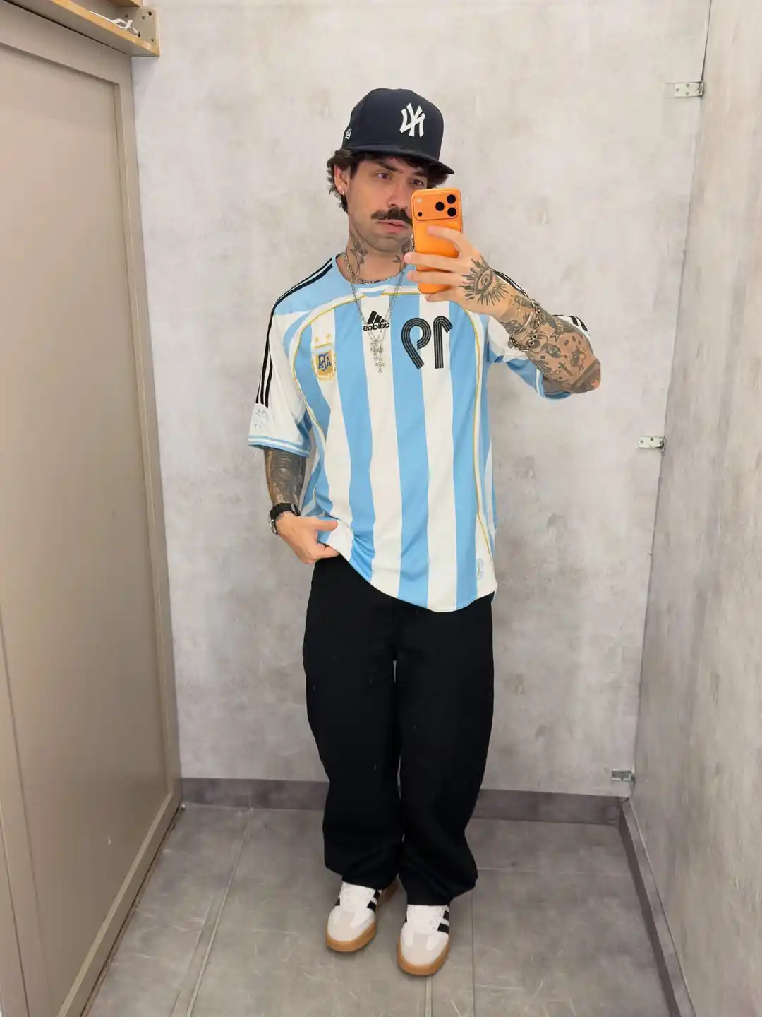 4. Argentina Stripe Jersey With Baggy Black Pants