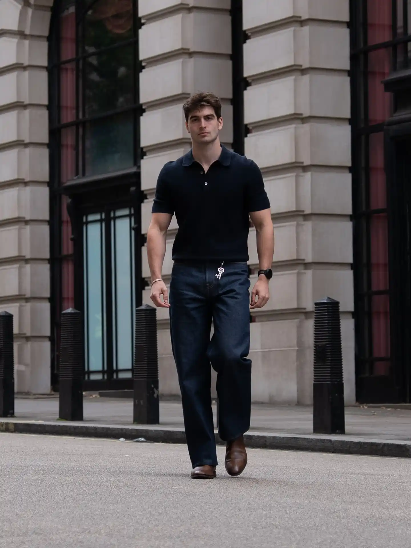 10 Classy Outfits Men Smart Casual Ideas You Need to Try 7 5. Knit Polo and Dark Tailored Jeans