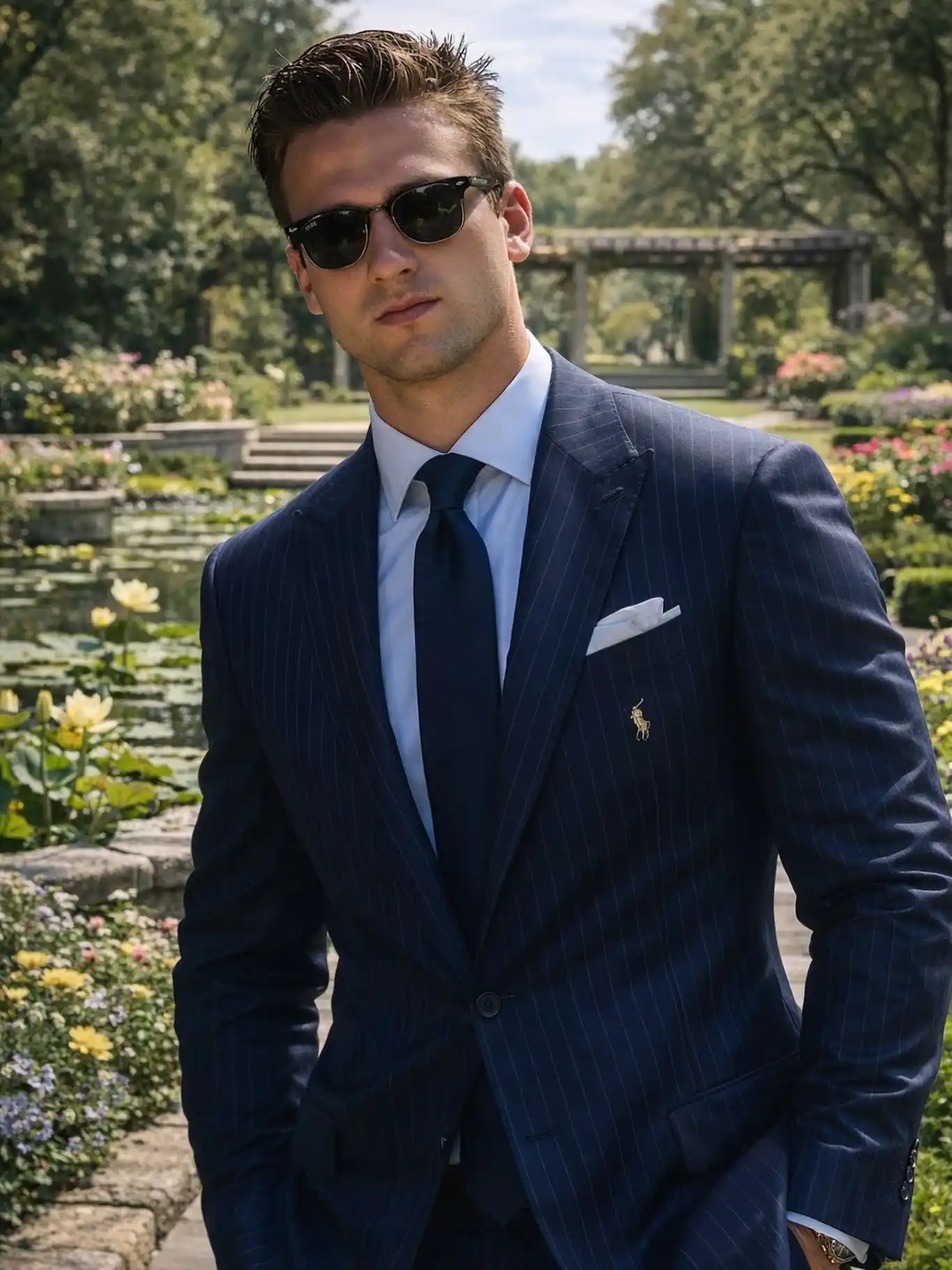 Tall Men’s Office Outfits Ideas: 10 Professional Styles 2 1. The Pinstripe Navy Suit