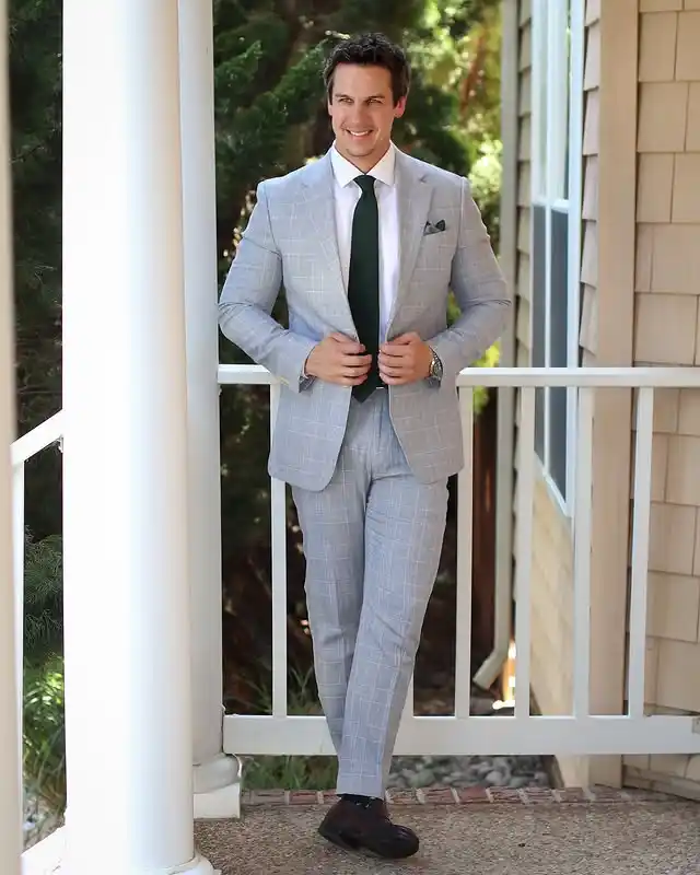 8. The Light Grey Checkered Pattern Suit