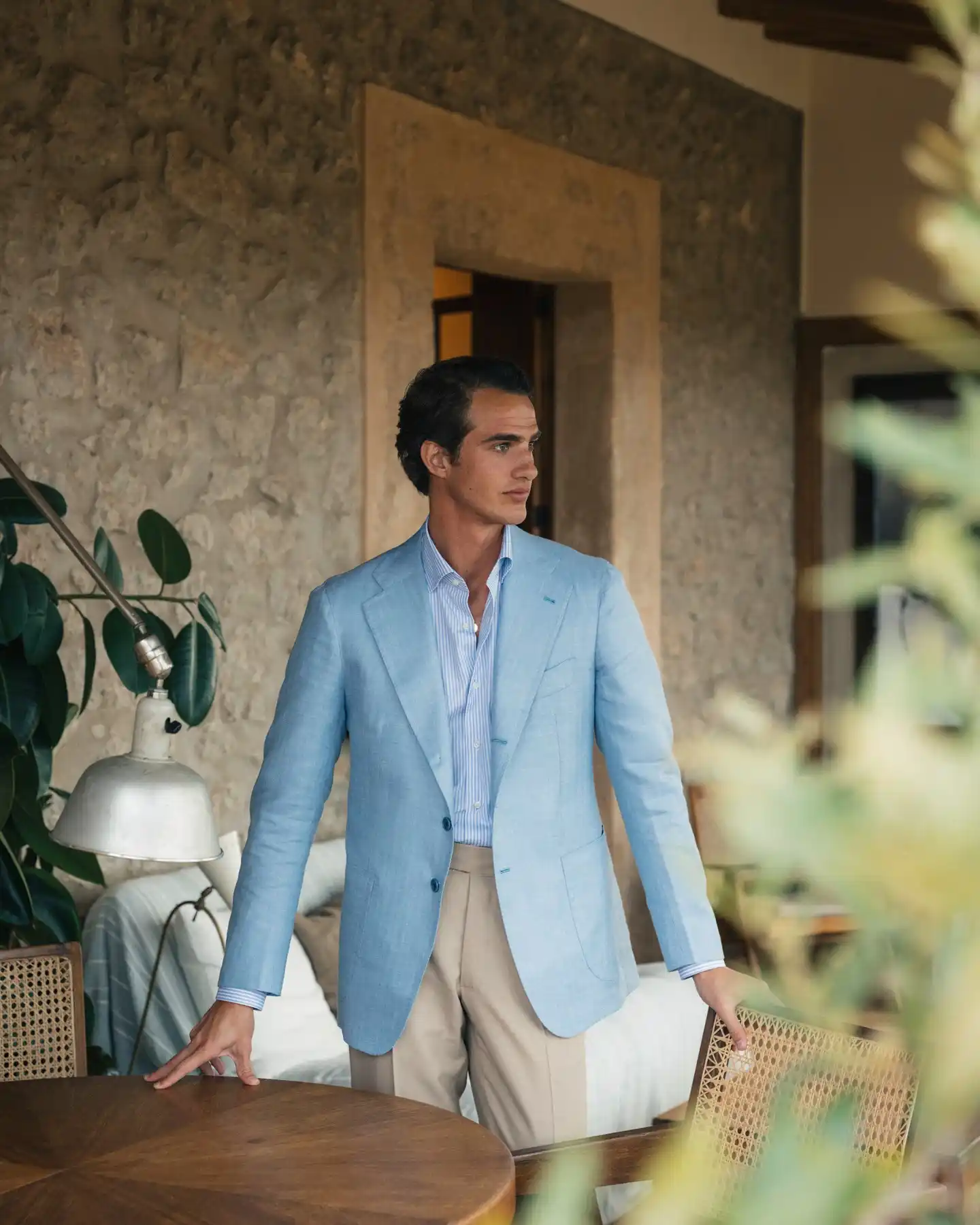 6. The Light Blue Linen Blazer with Patch Pockets