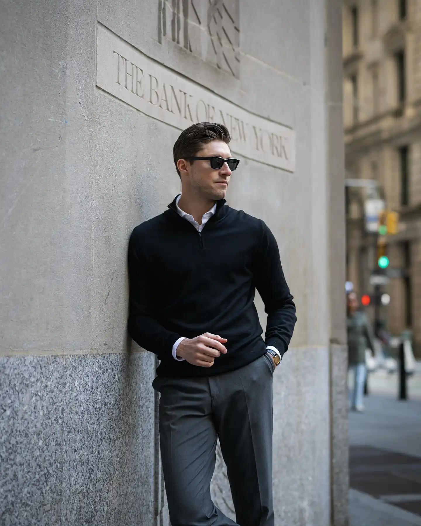 Tall Men’s Office Outfits Ideas: 10 Professional Styles 3 2. The Quarter Zip Sweater Layer