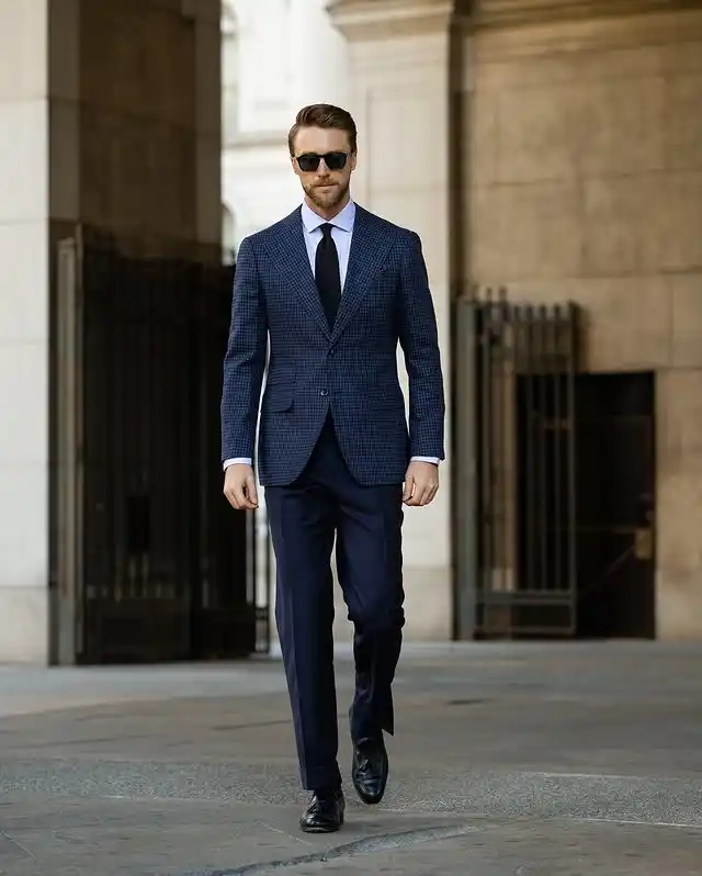 9. The Textured Wool Blazer with Solid Trousers