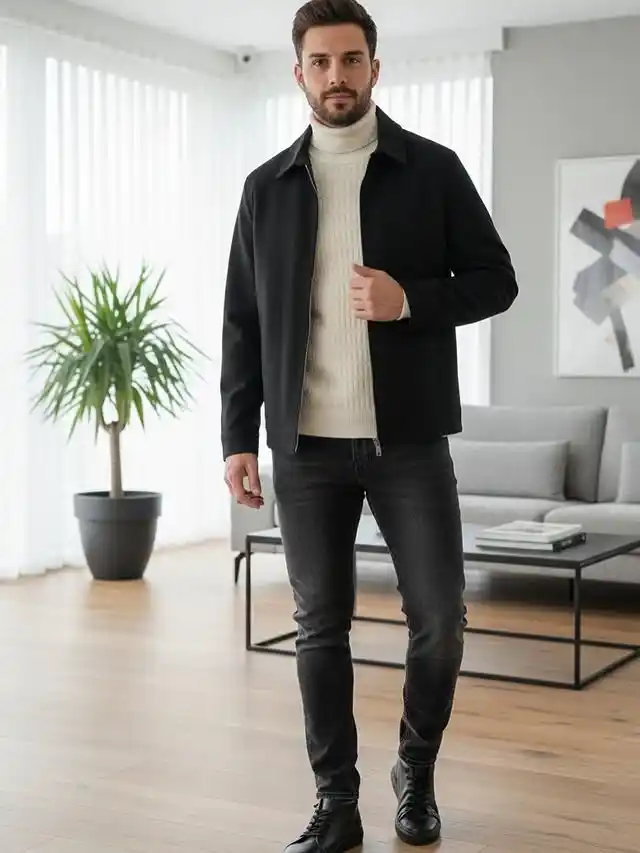 11 Outfits for Men Over 6 Feet (Tall & Stylish) 6 5. Harrington Jacket and Turtleneck