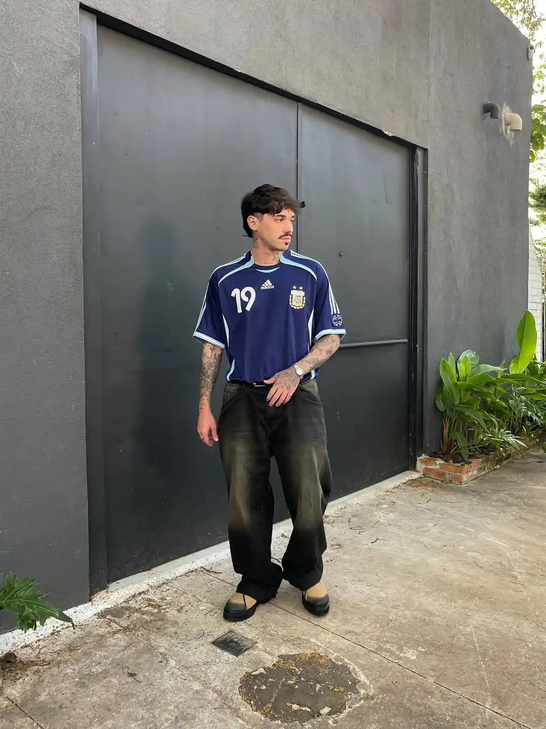 1. Vintage Argentina Away Jersey With Baggy Washed Jeans