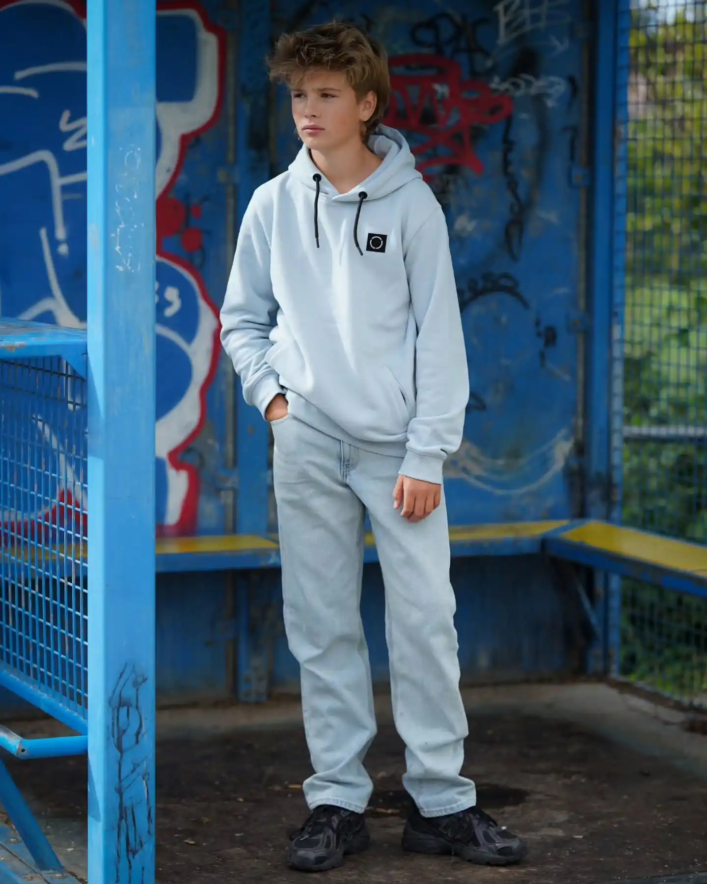 10. Clean White Hoodie and Light Jeans