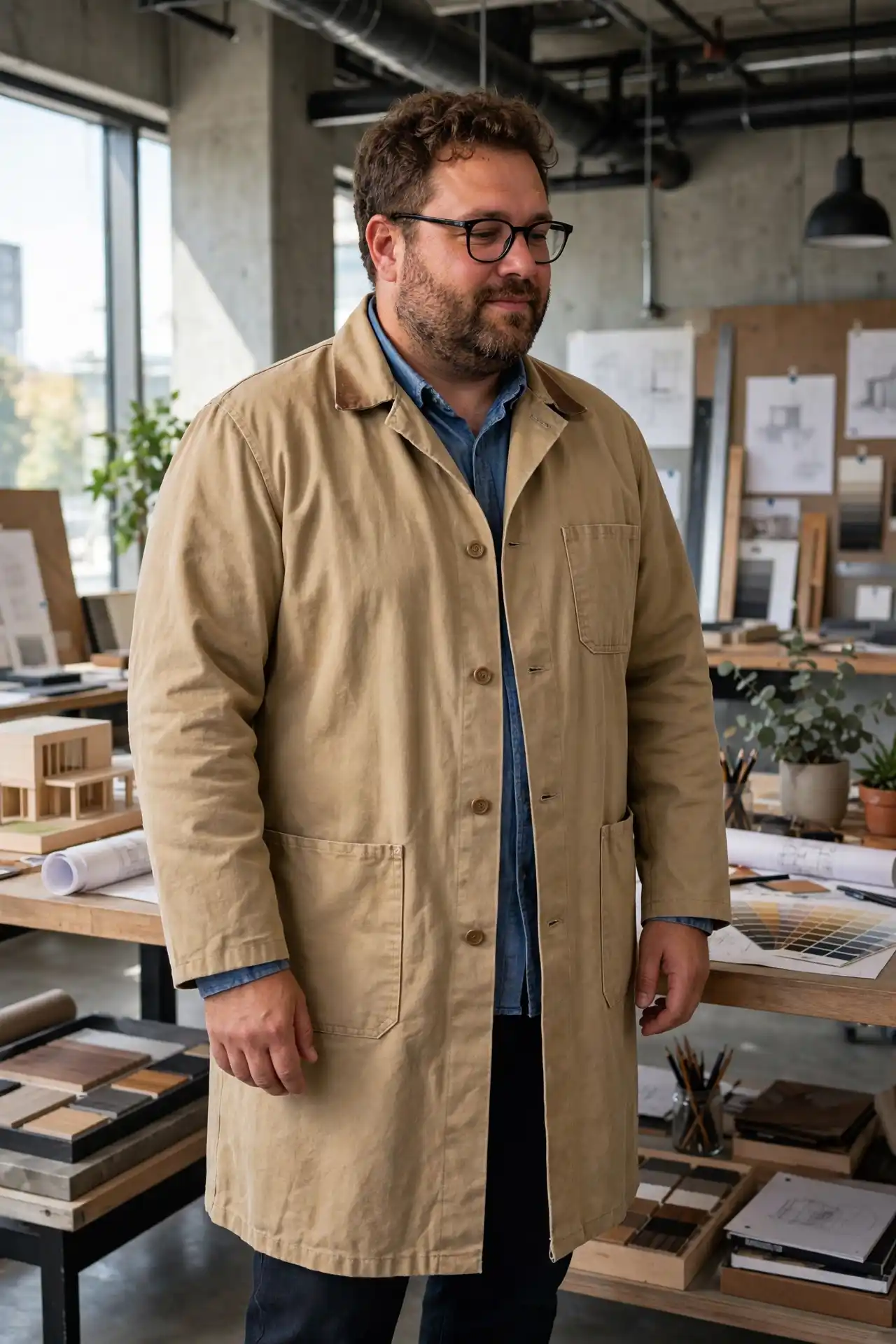12. Double-Pocket Chore Coats over Smooth Fitted Chambray Shirts