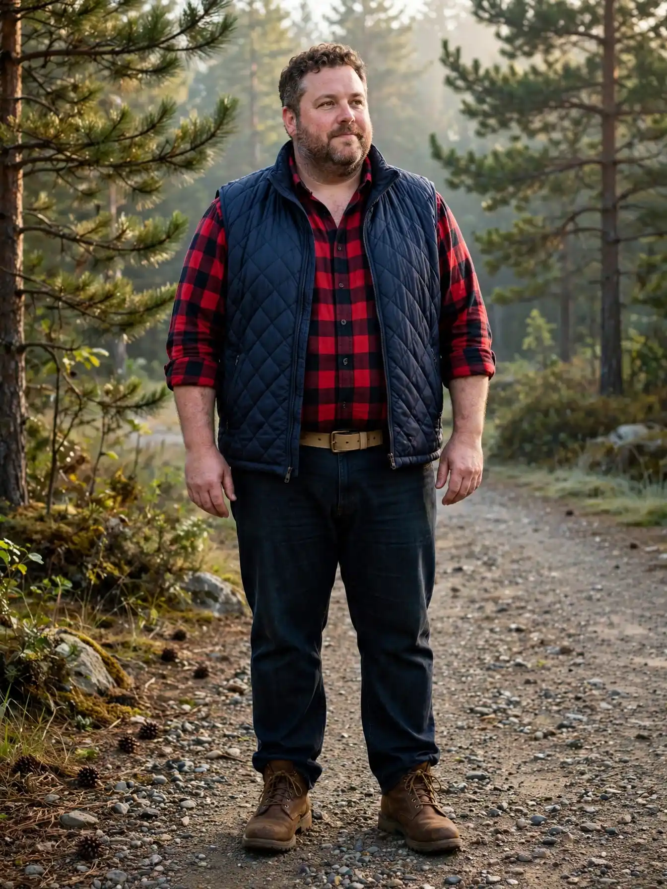13. Quilted Vest with Flannel Shirt