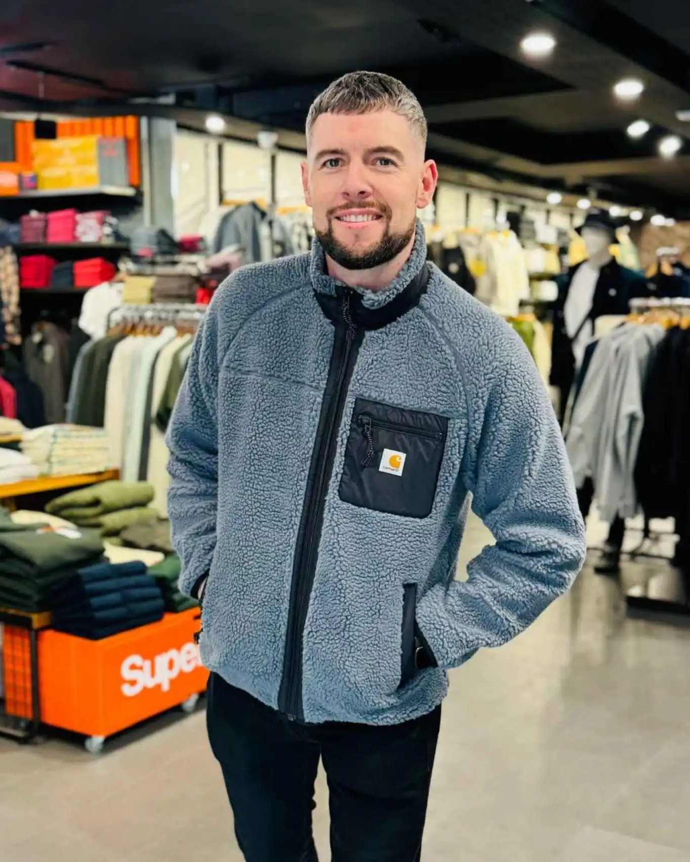 3. Fleece Jacket With Thermal Hoodie and Cargo Pants
