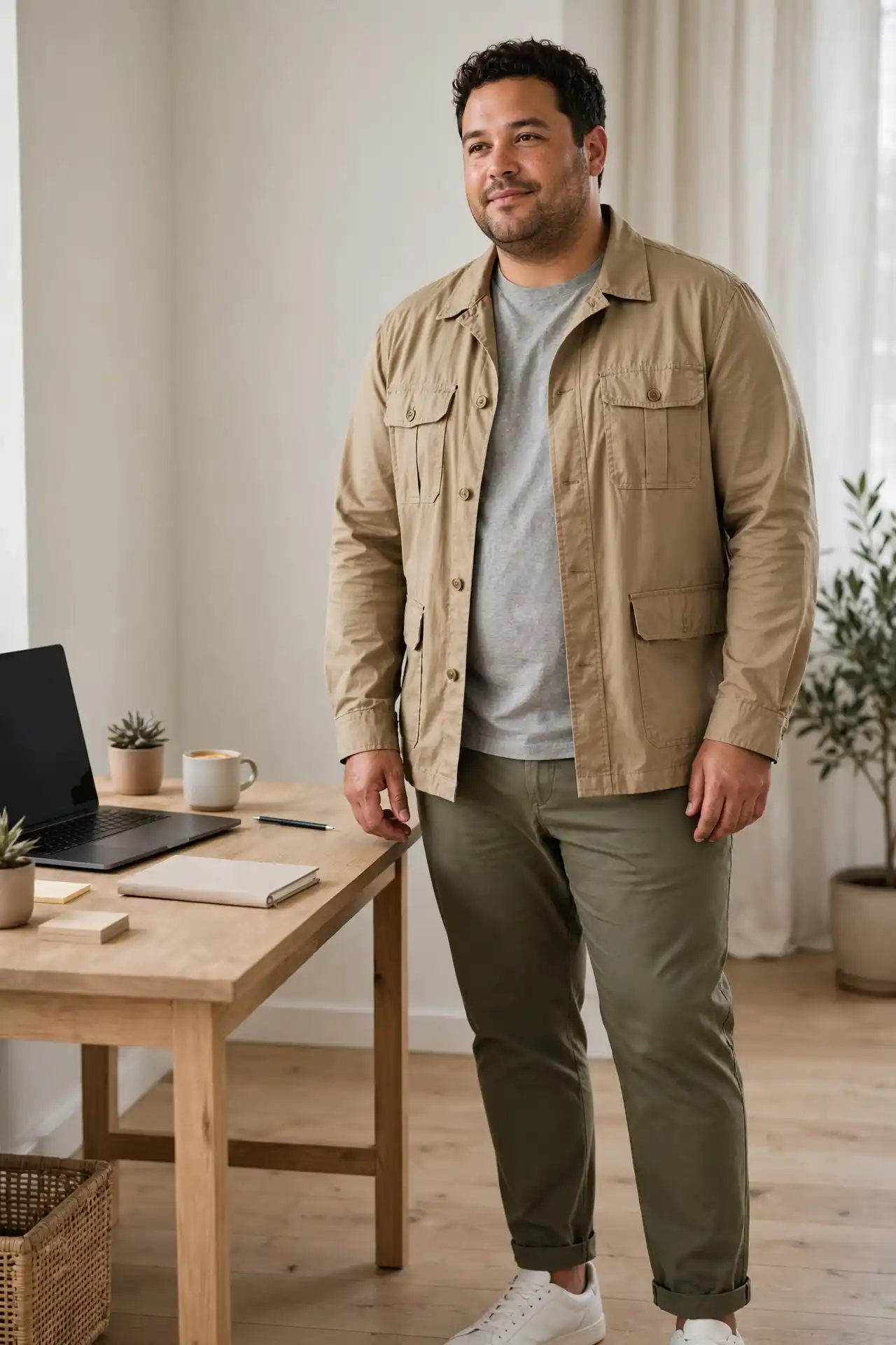 4. Lightweight Utility Overshirts with Tapered Twill Trousers