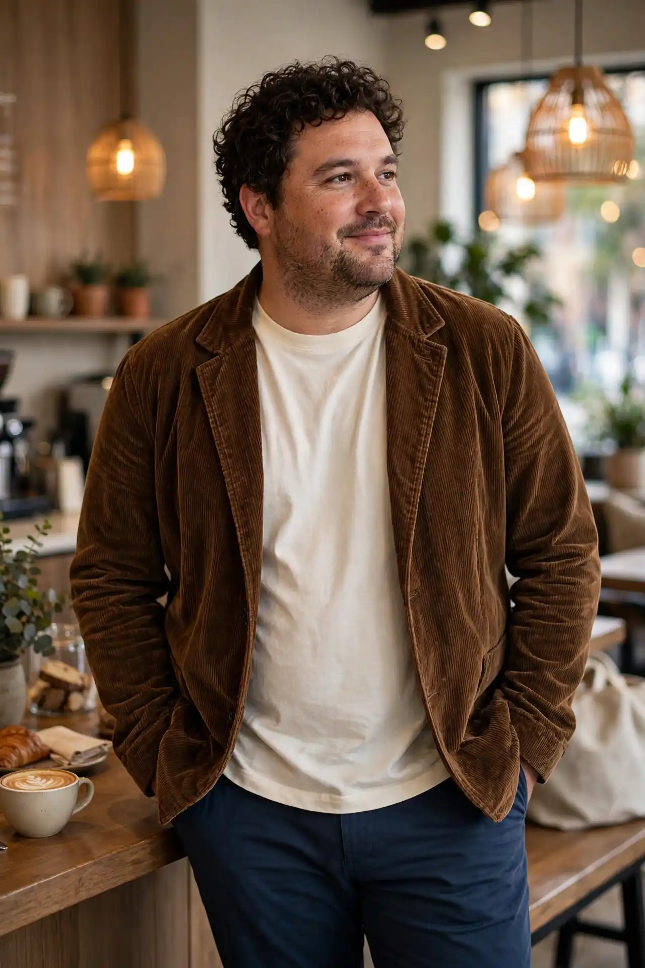 6. Textured Corduroy Jackets Paired with Flat-Front Neutral Pants