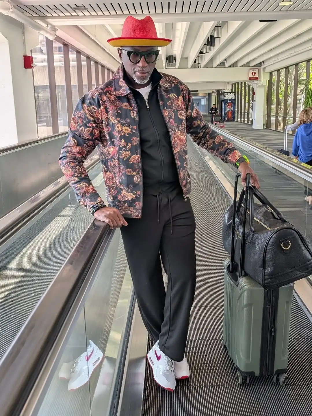 9. Floral Bomber Jacket and Half Zip Pullover