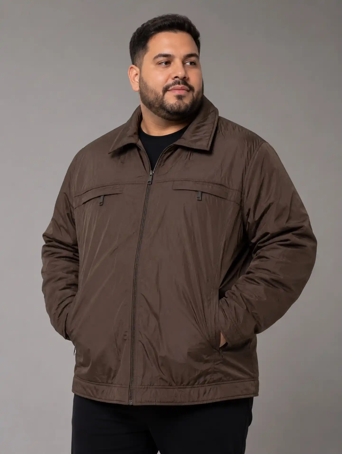 3. Brown Windbreaker Jacket