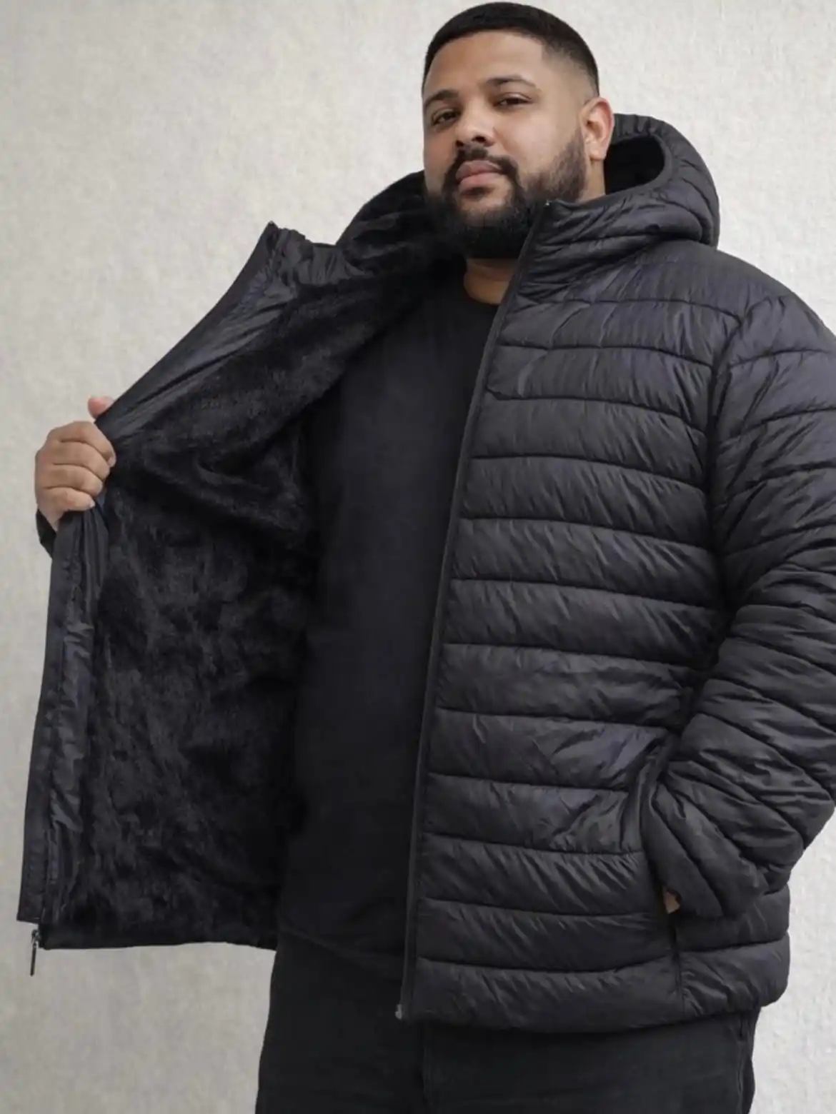 2. Fleece Lined Hooded Puffer
