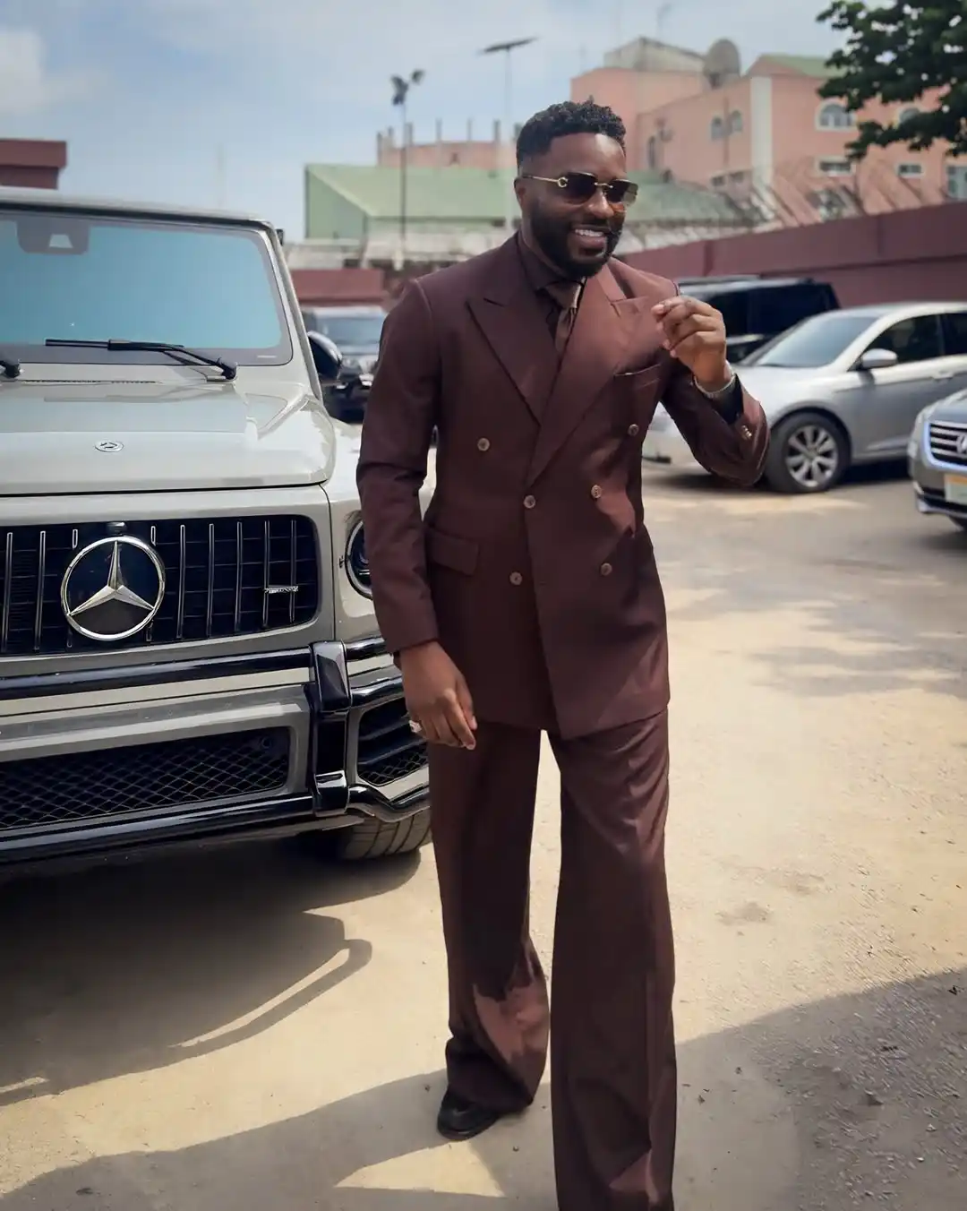 13. Chocolate Suit with Wide Leg Trousers