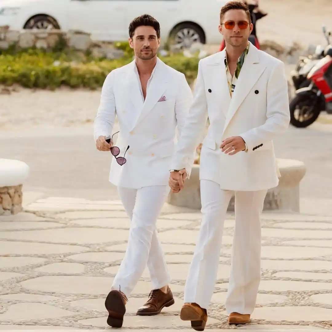 4. Double Breasted White Suit
