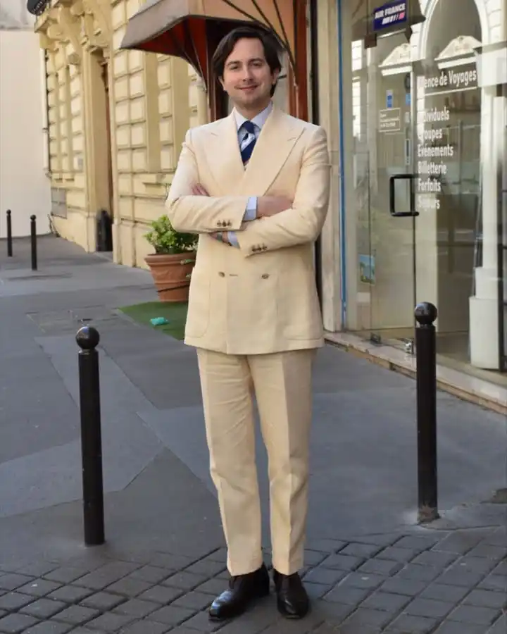 5. Pale Yellow Double Breasted Suit