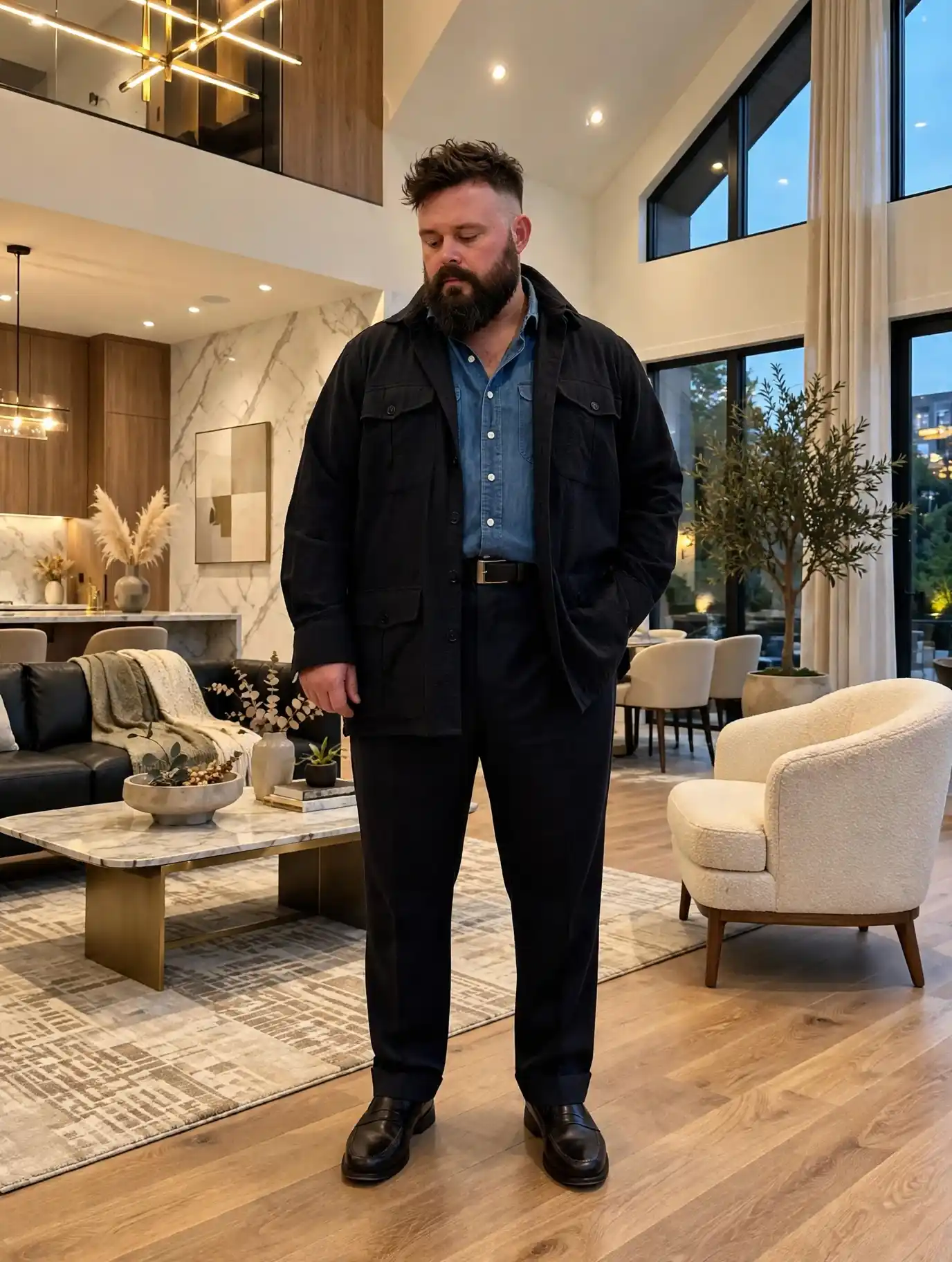12. Black Cargo Pocket Shirt Jacket