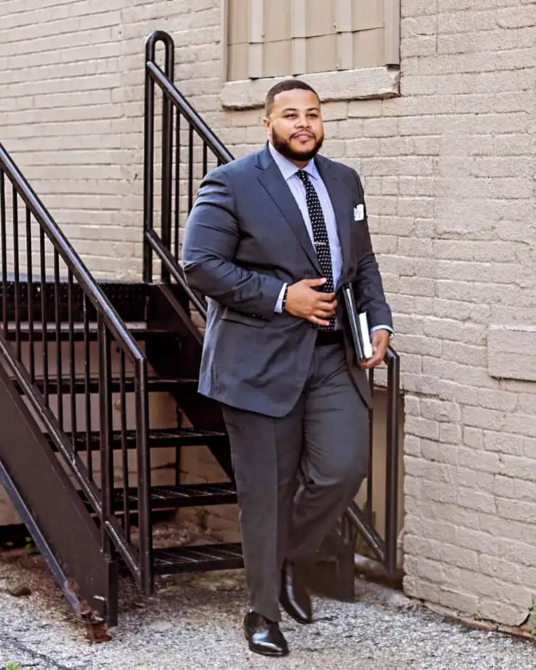 Charcoal Suit With Polka Dot Tie