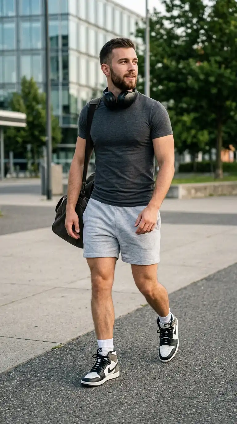 Fitted T Shirt and Short Sweat Shorts