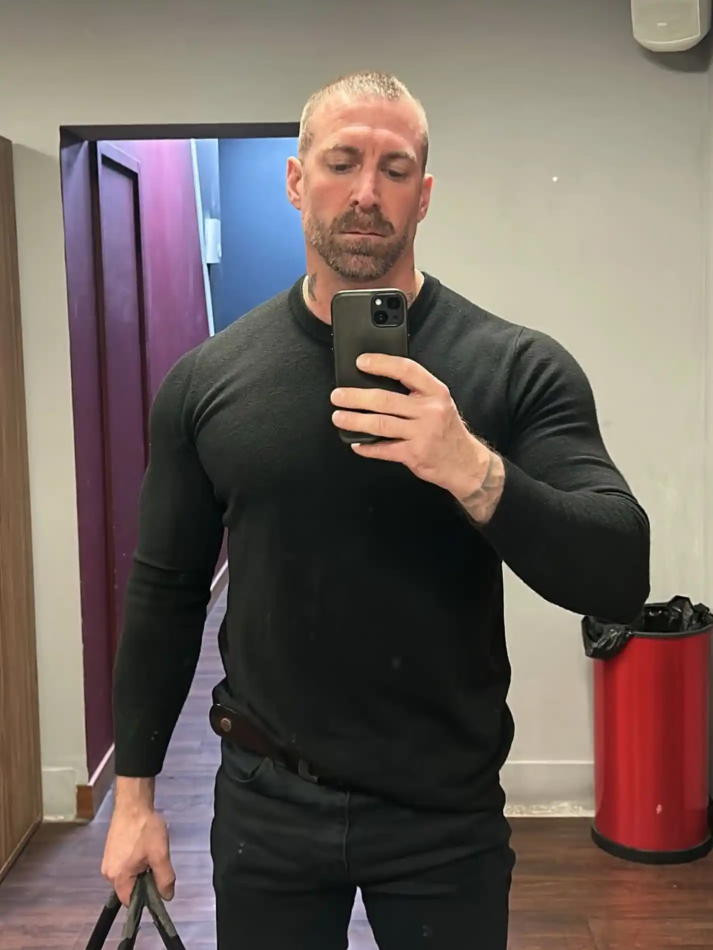 4. Fitted Black Long Sleeve Top with Matching Bottoms
