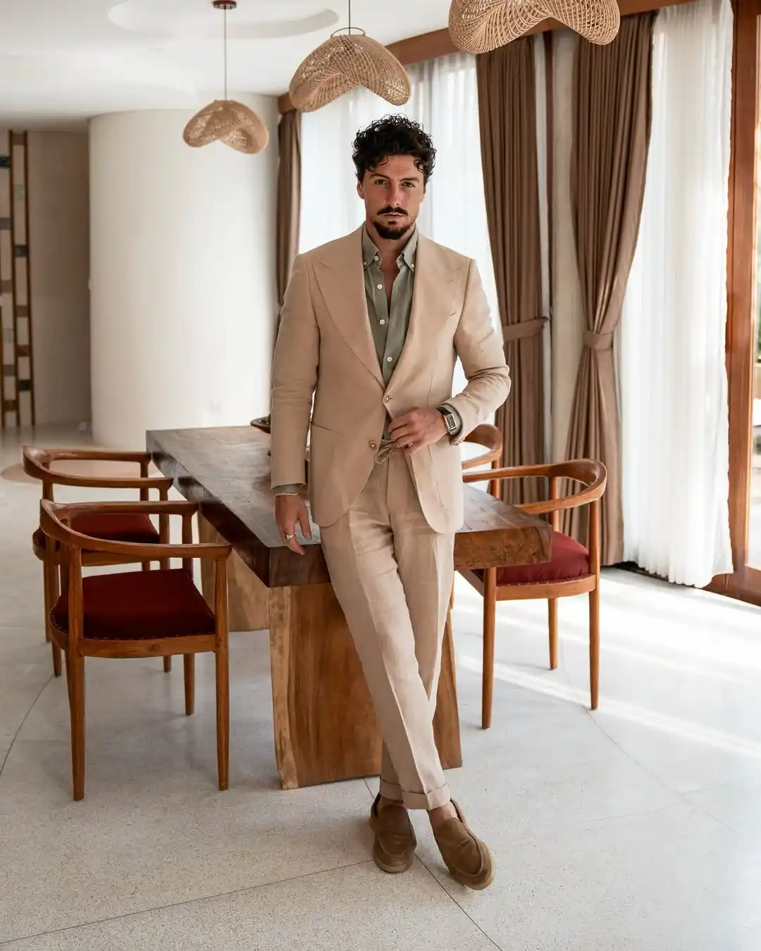 3. Sand Suit with Sage Green Shirt