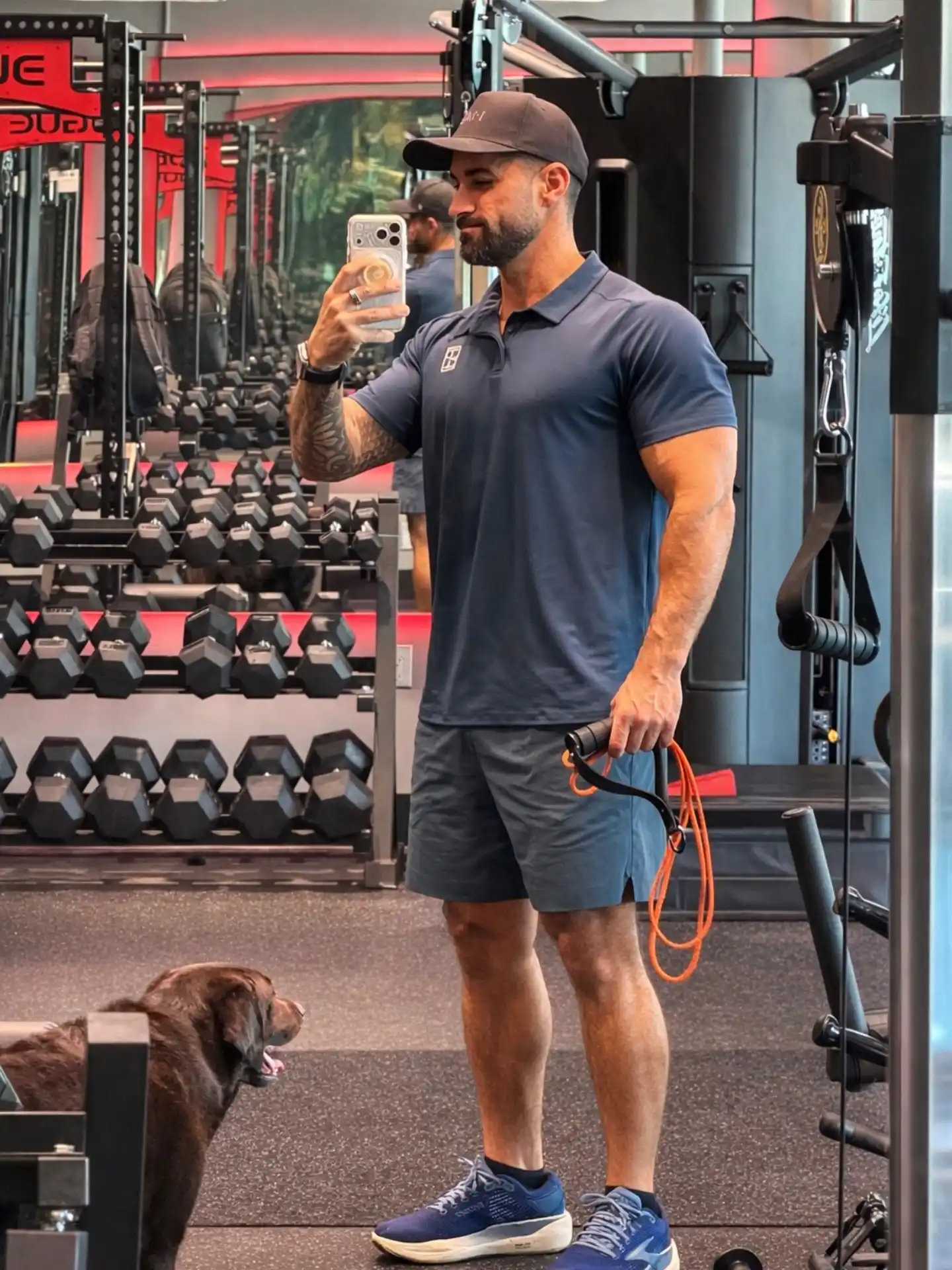 3. Slate Blue Performance Polo with Matching Shorts