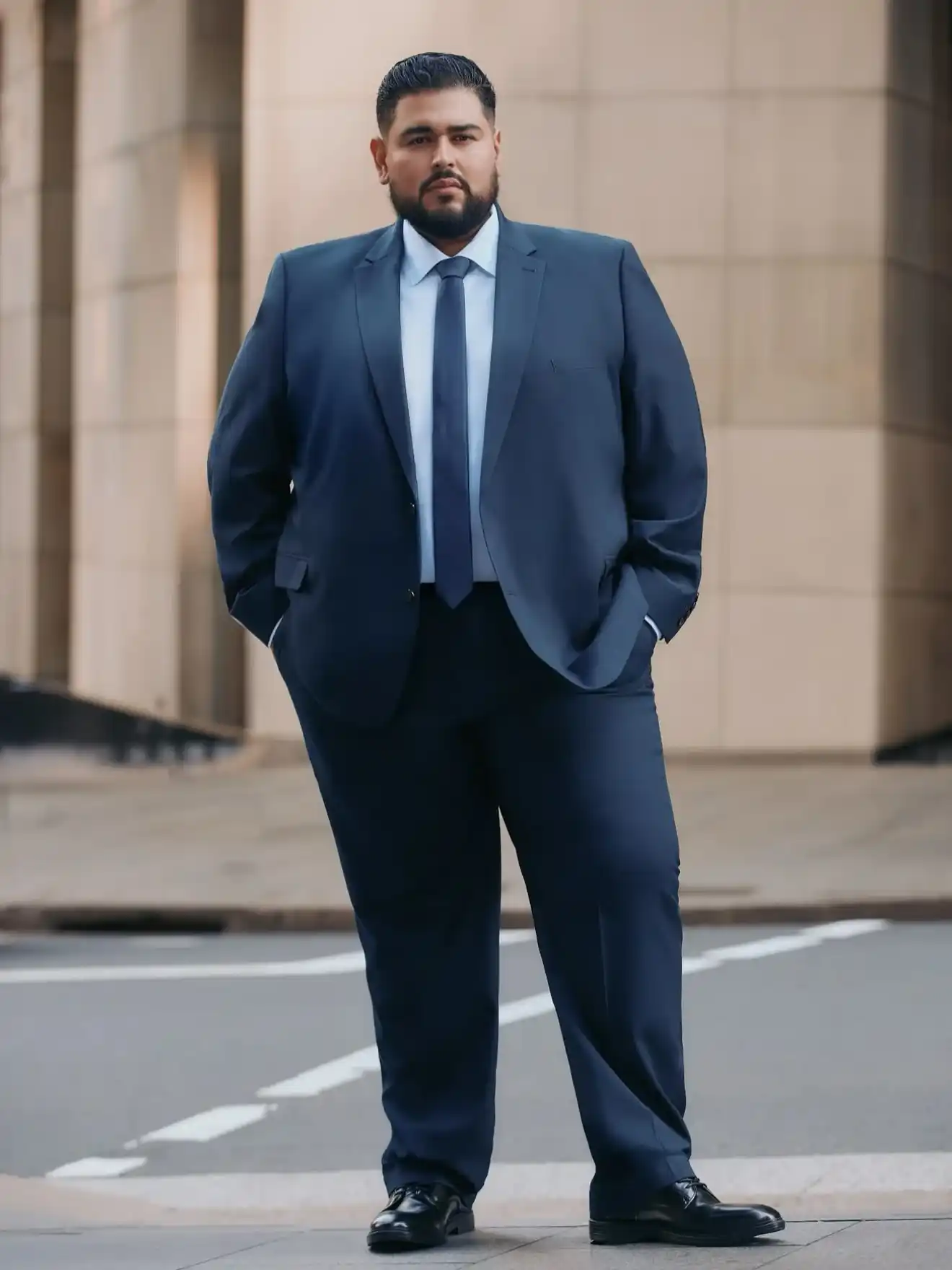 Navy Suit With Light Blue Shirt