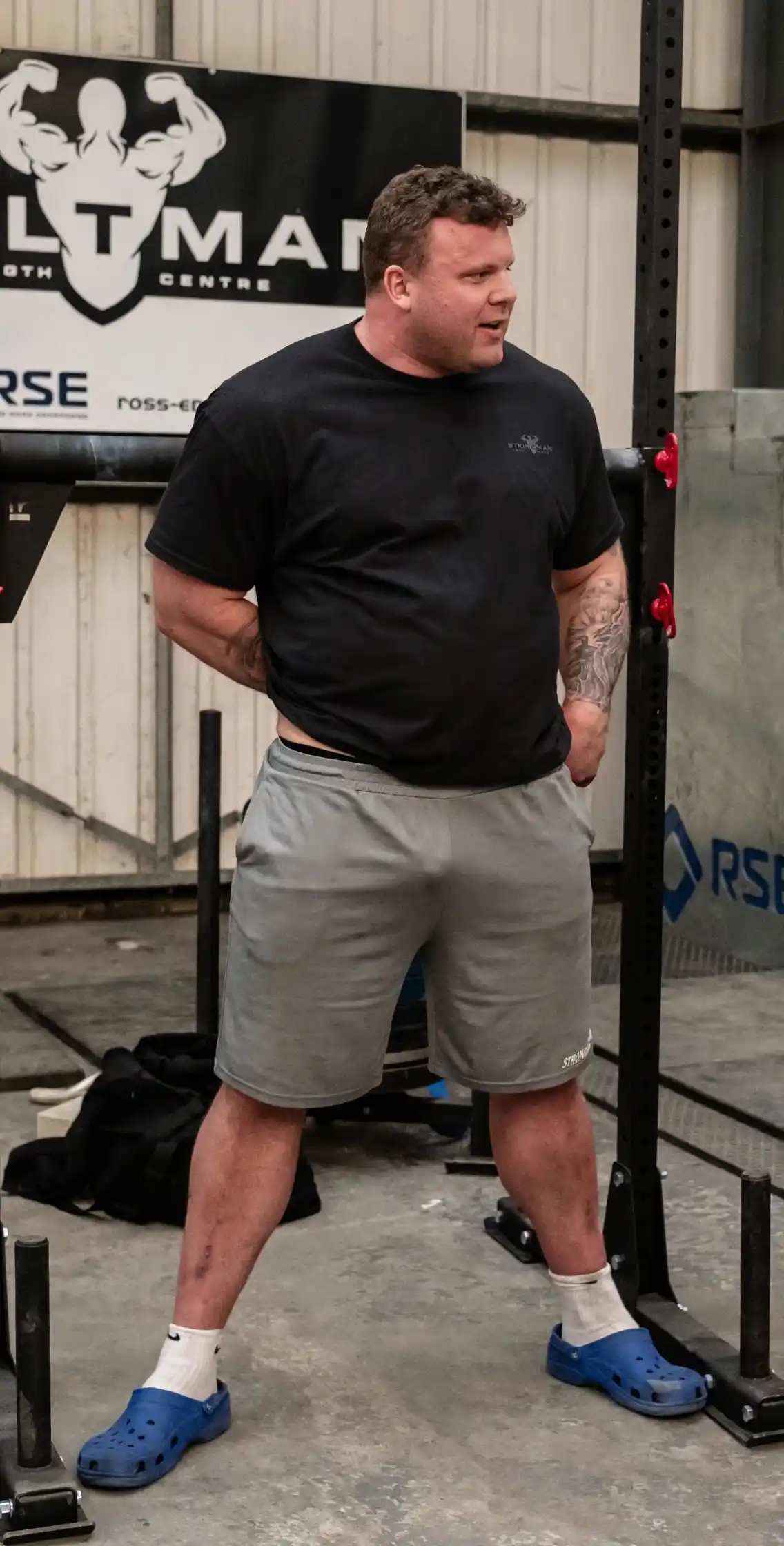 11. Black Crew Neck Tee with Gray Sweat Shorts