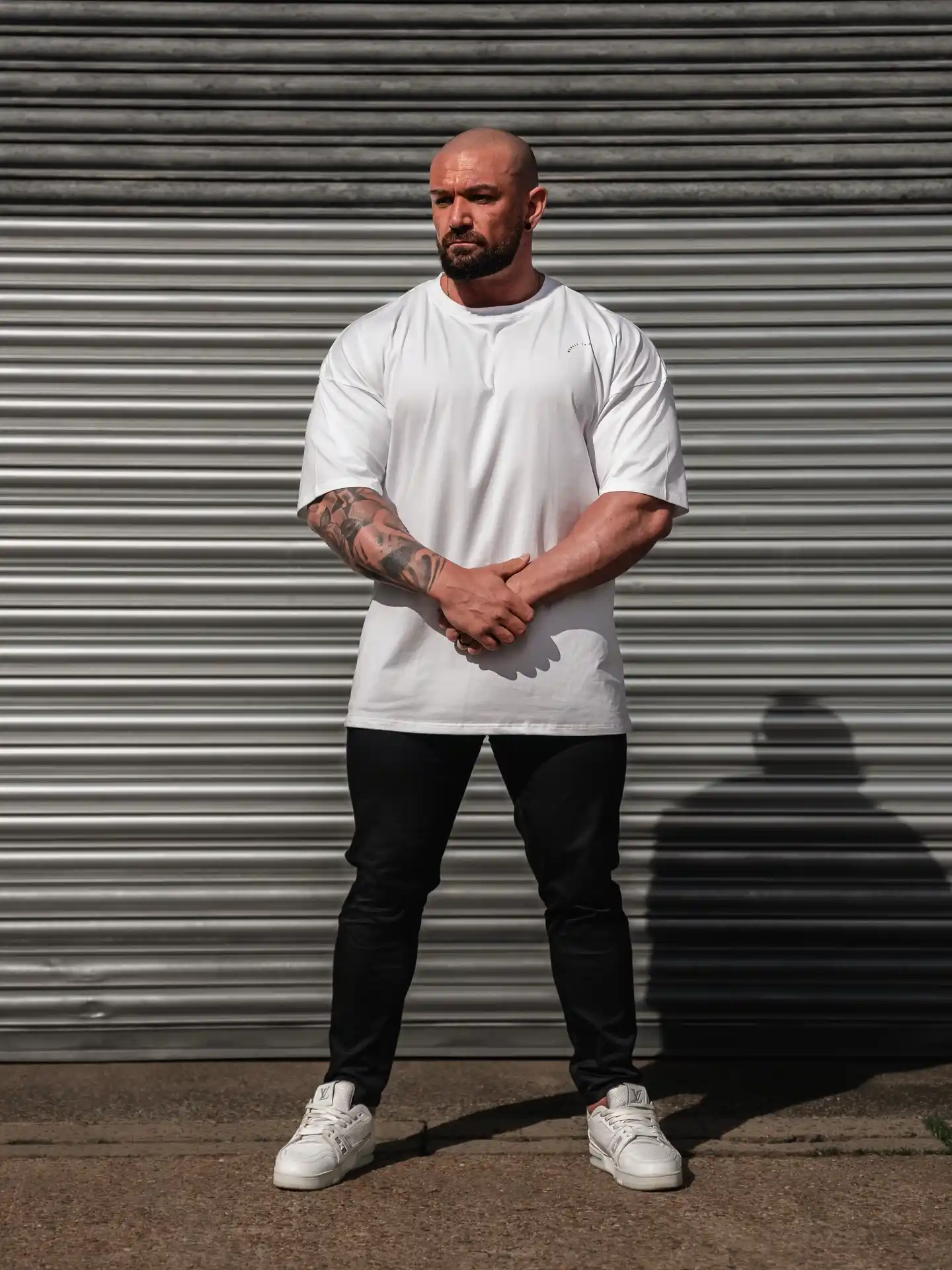9. Oversized White Tee with Slim Black Joggers