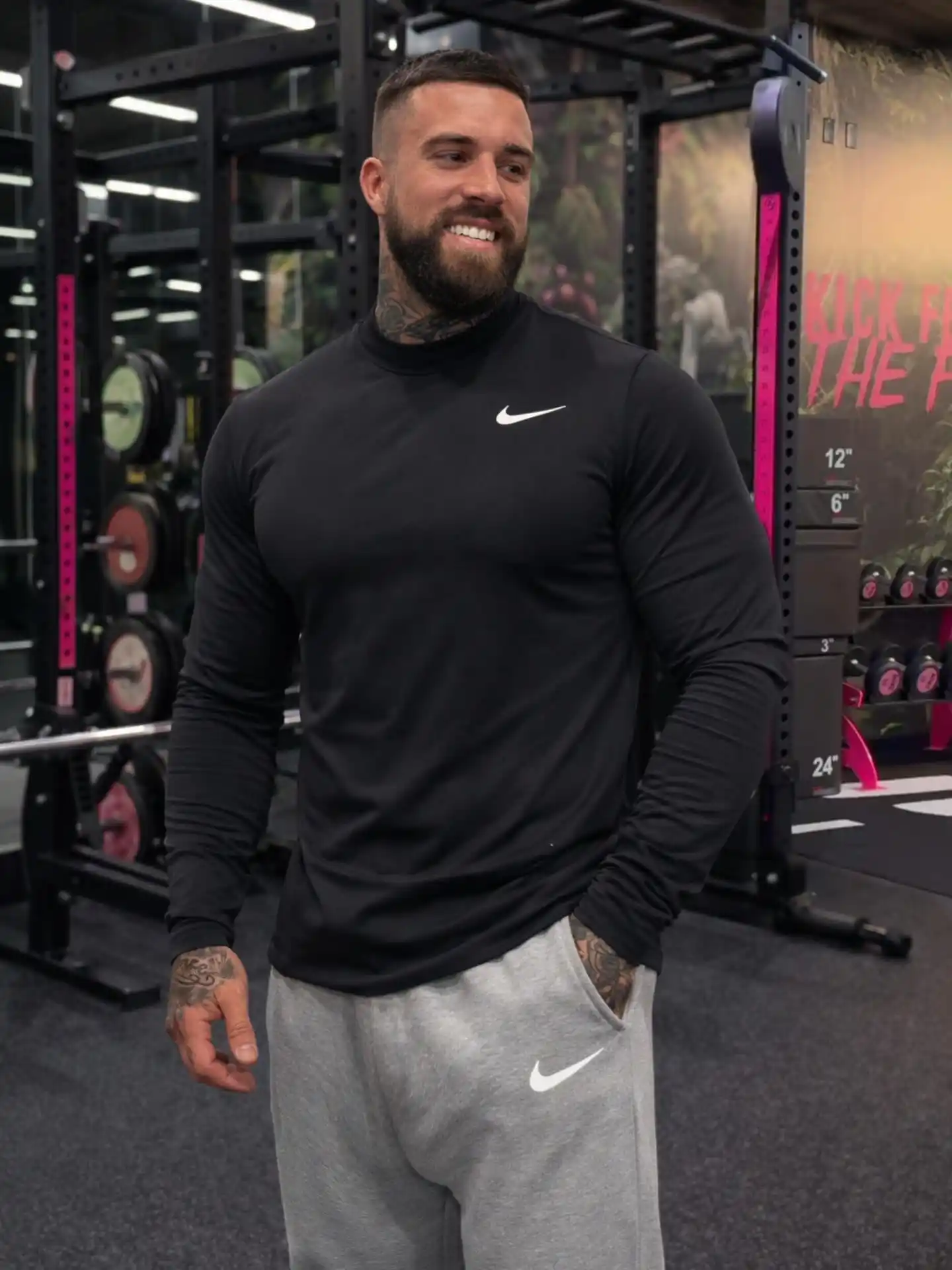 6. Black Compression Long Sleeve with Gray Sweatpants