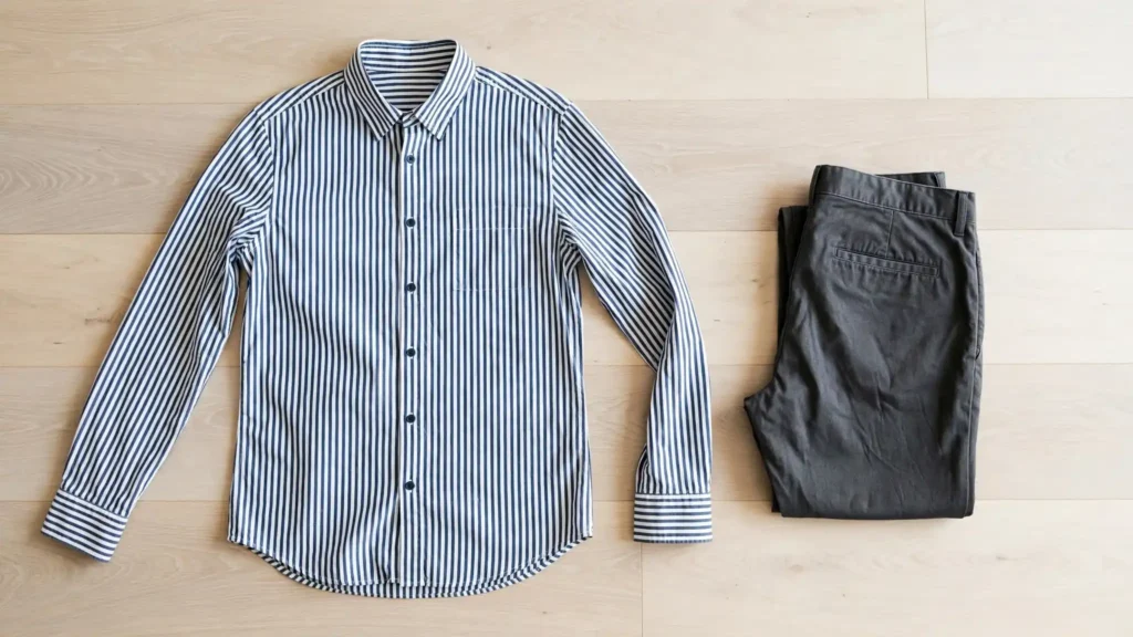 Pair the striped top with solid, darker bottoms