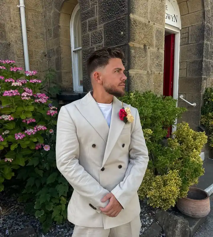 9. Beige Blazer with Plain White T-Shirt