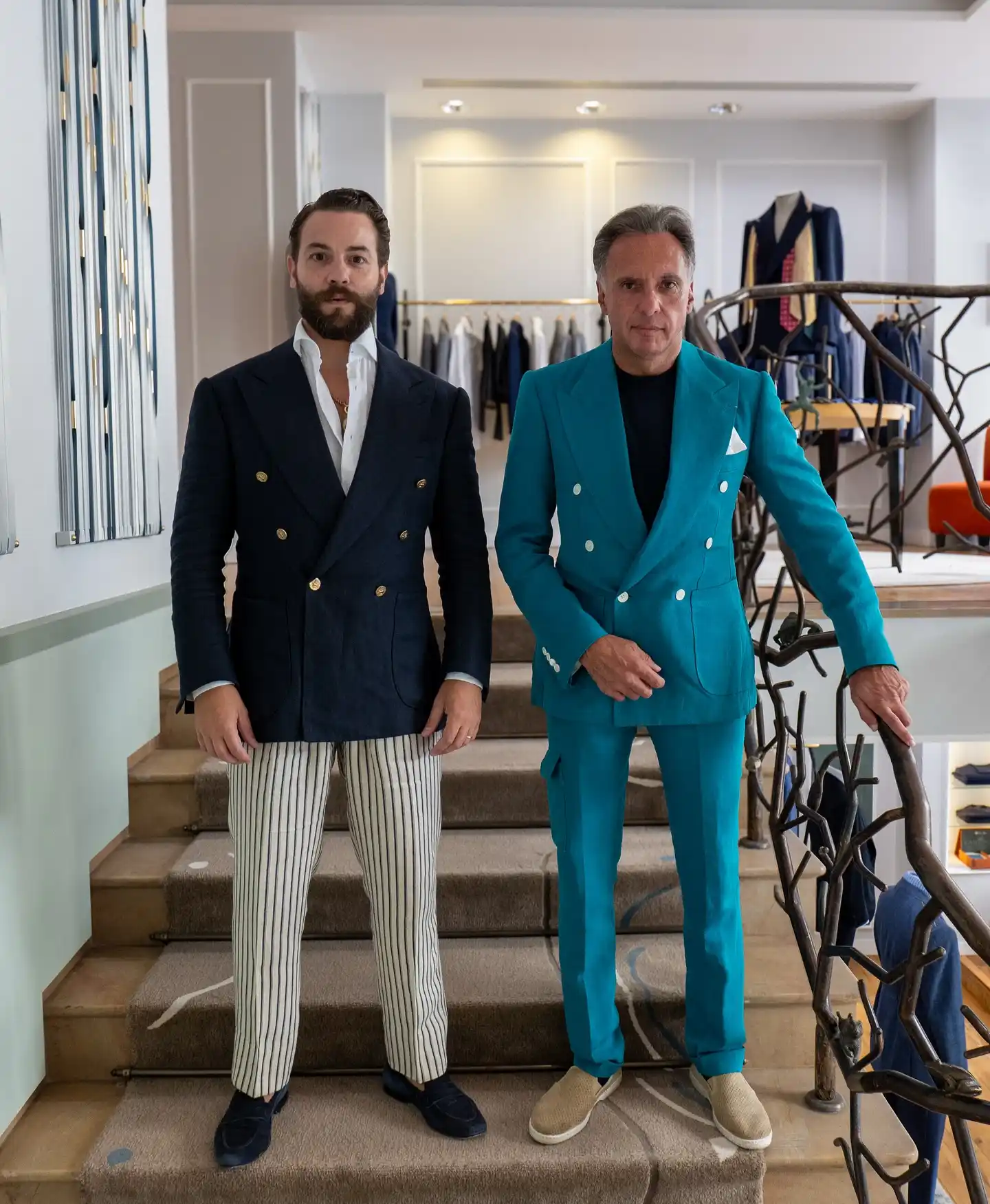 3. Monochrome Teal Double Breasted Suit