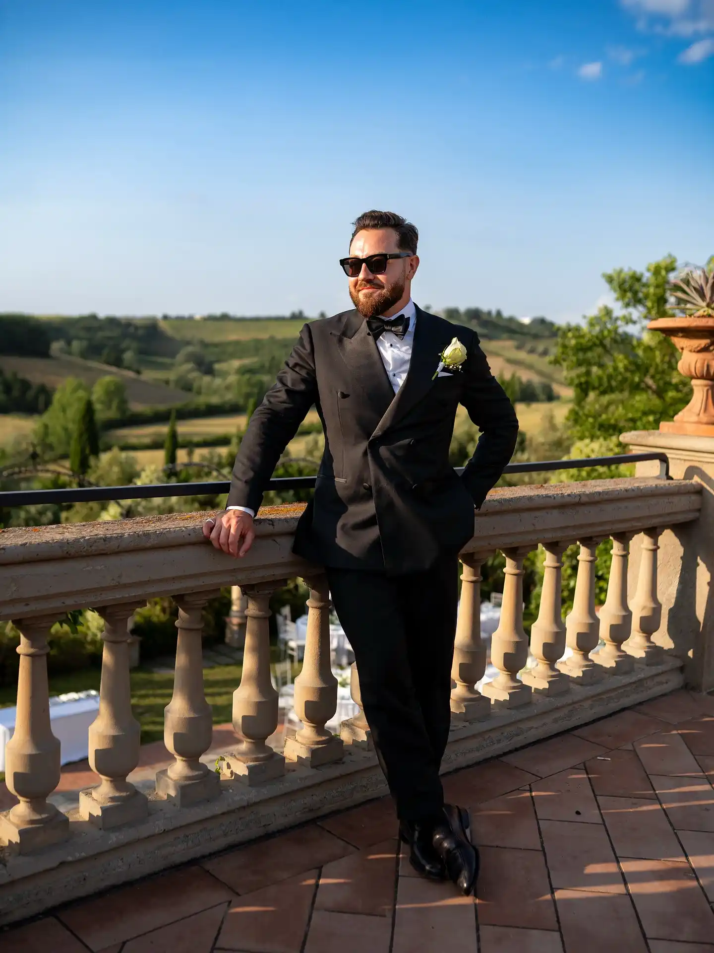 8. Black Double Breasted Tuxedo with Bow Tie