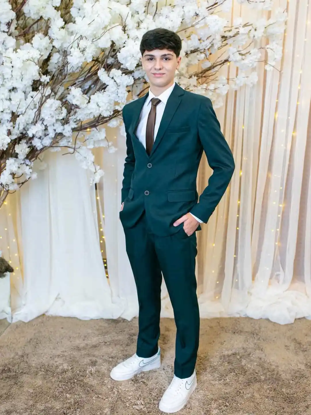 5. Emerald Green Suit With Sneakers
