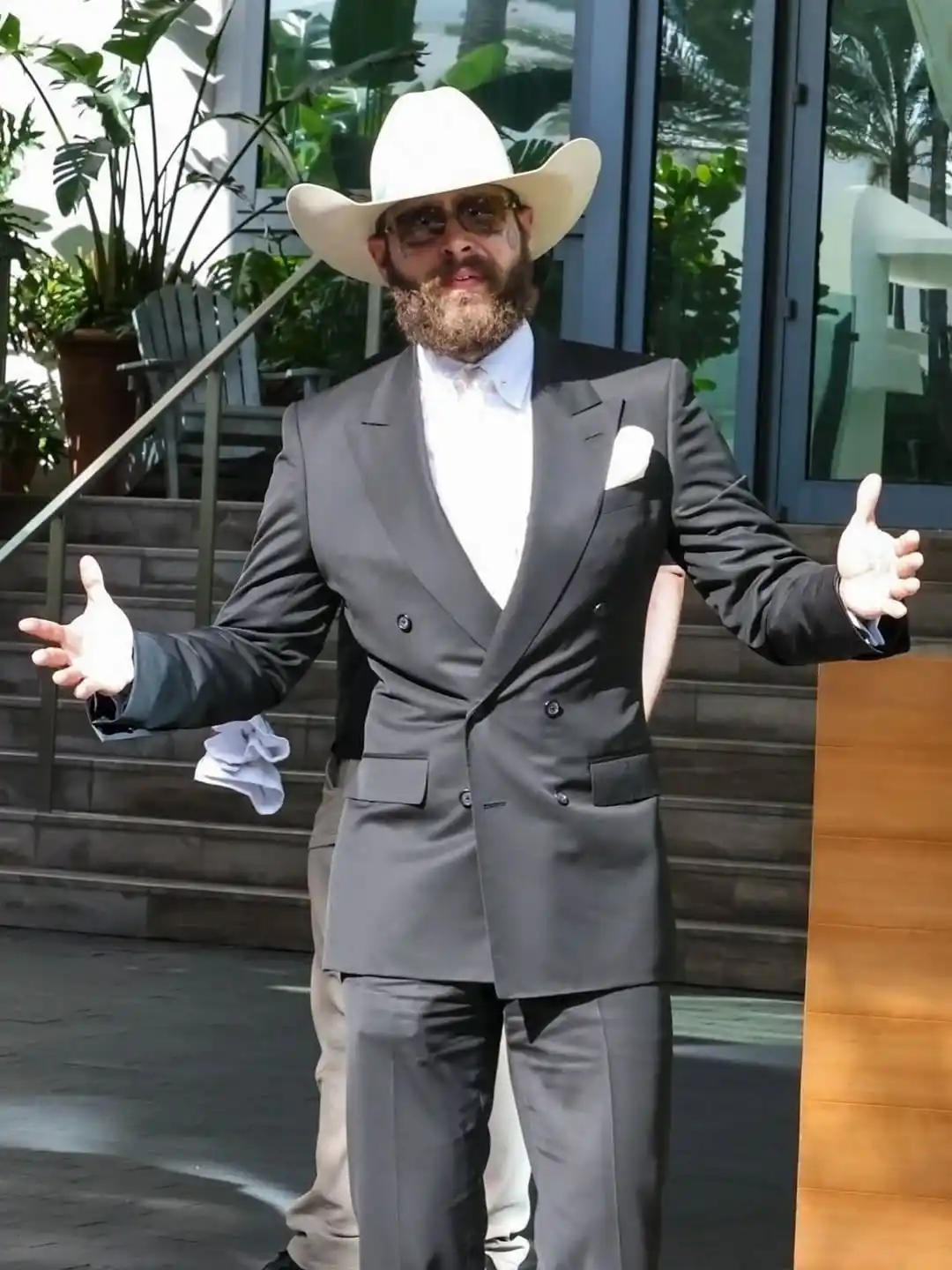 1. Double Breasted Suit with Western Hat